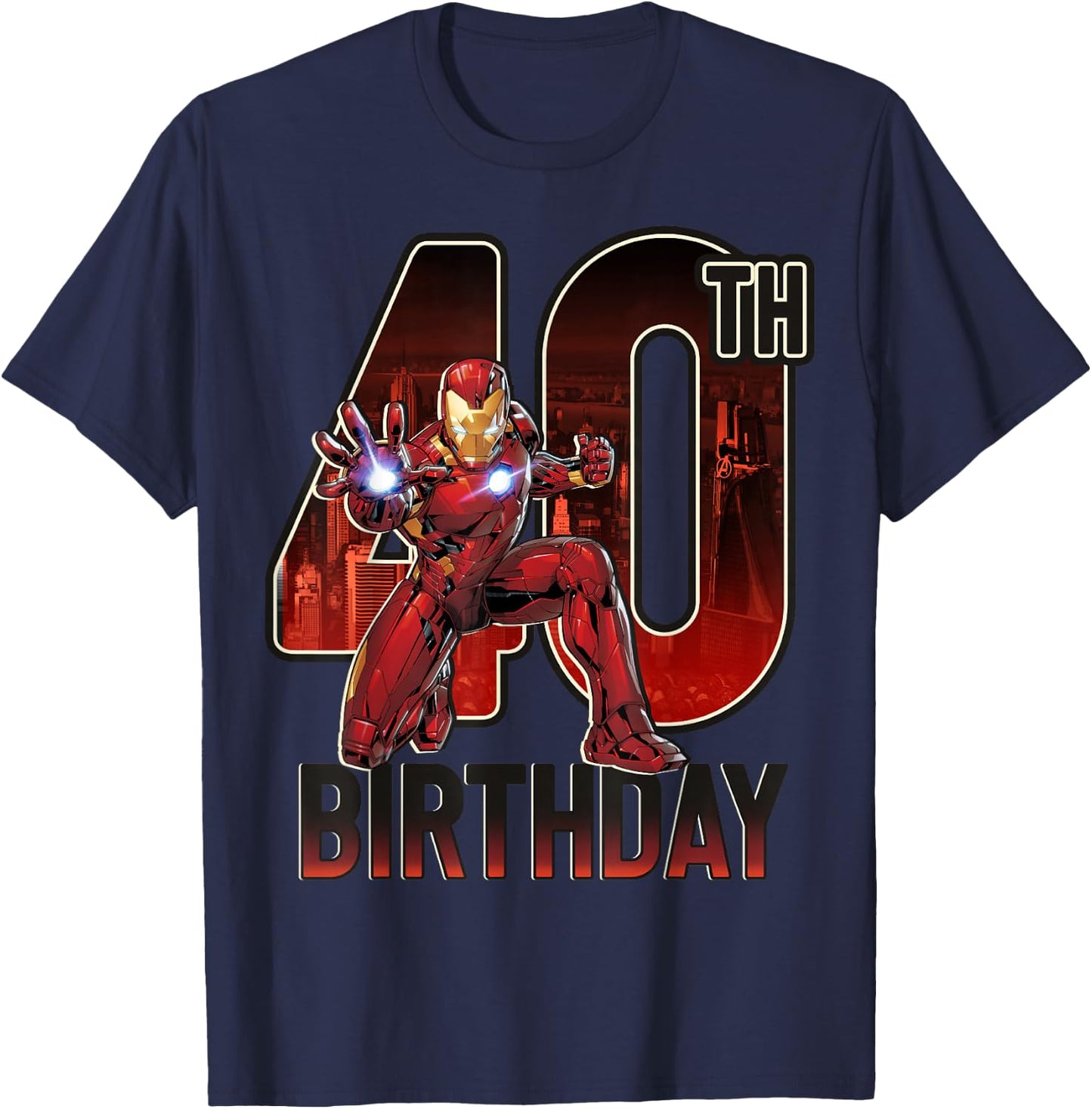 Marvel Iron Man 40th Birthday Action Pose Graphic T-Shirt - T-Shirt | Navy