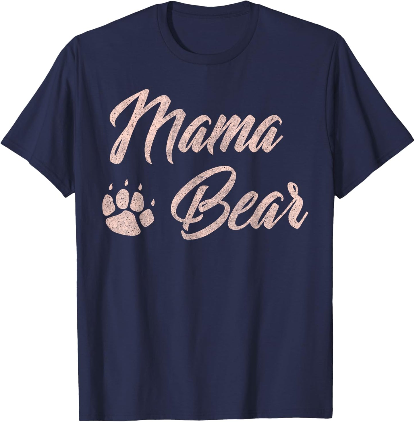 Mama Bear Cute for Mom Paw Pink T-Shirt - T-Shirt | Navy