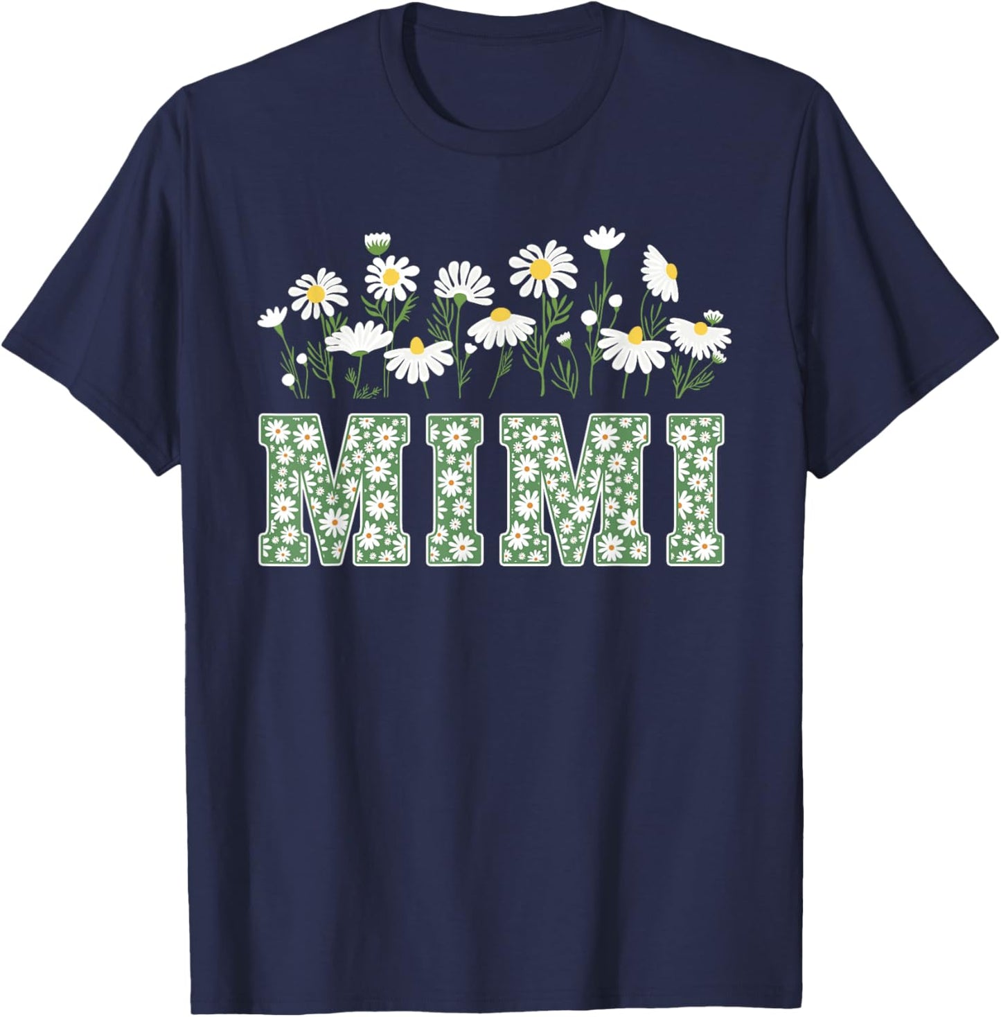 Retro Mimi Flowers Groovy Flower Mothers Day T-Shirt - T-Shirt | Navy