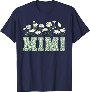 Retro Mimi Flowers Groovy Flower Mothers Day T-Shirt - T-Shirt | Navy