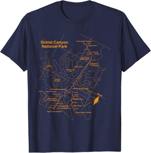 Grand Canyon National Park Trail Map Hiking Love T-Shirt - T-Shirt | Navy