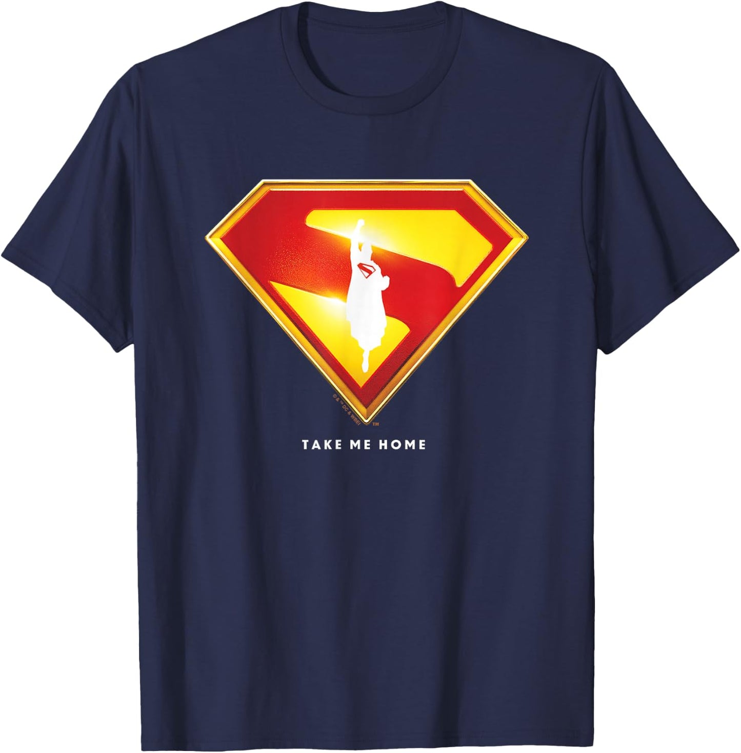 Superman (2025 Movie) Take Me Home Shield Amazon Exclusive T-Shirt - T-Shirt | Navy