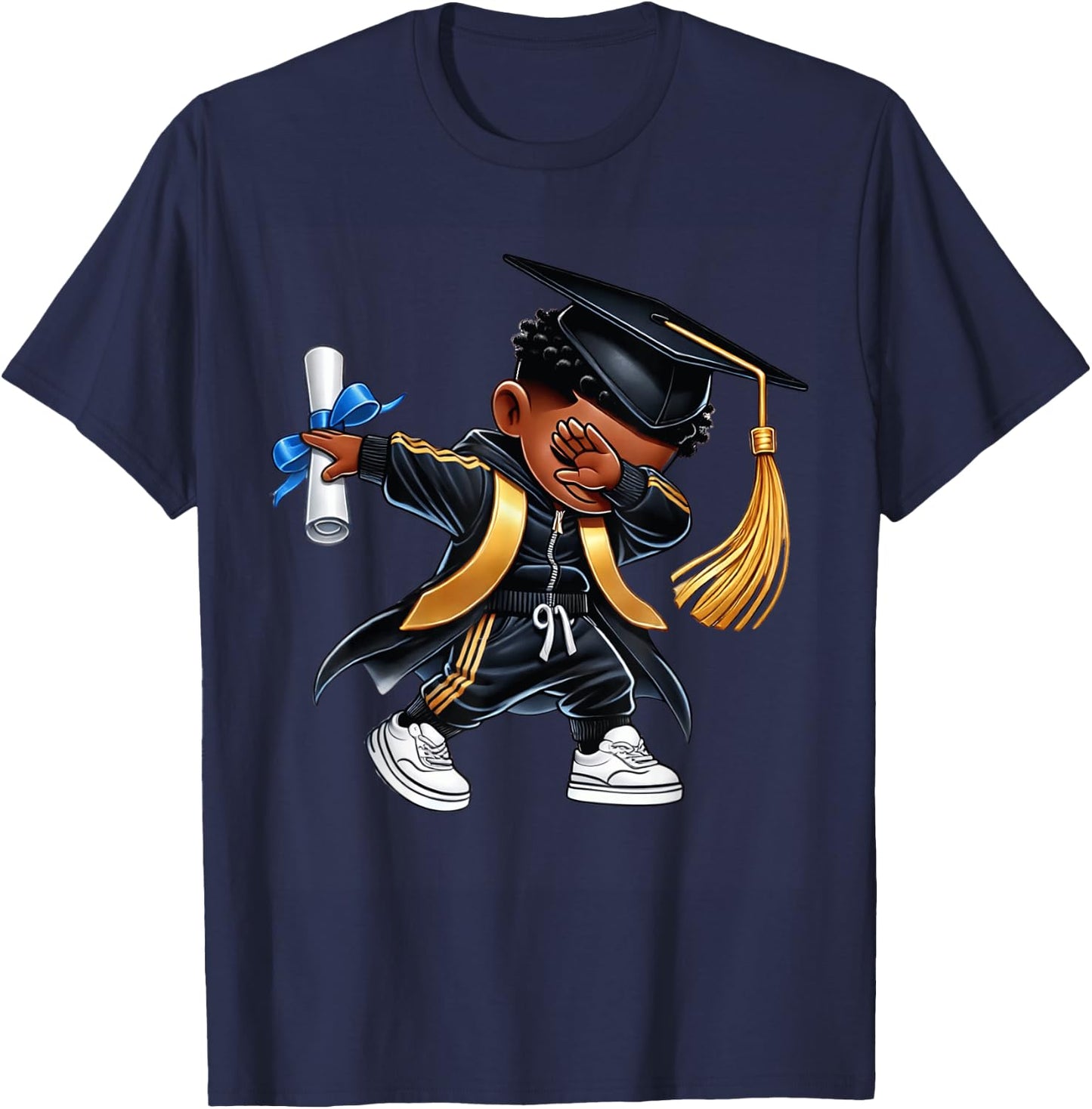 Kids Funny Boys Kindergarten Graduate Dabbing Class of 2025 T-Shirt - T-Shirt | Navy