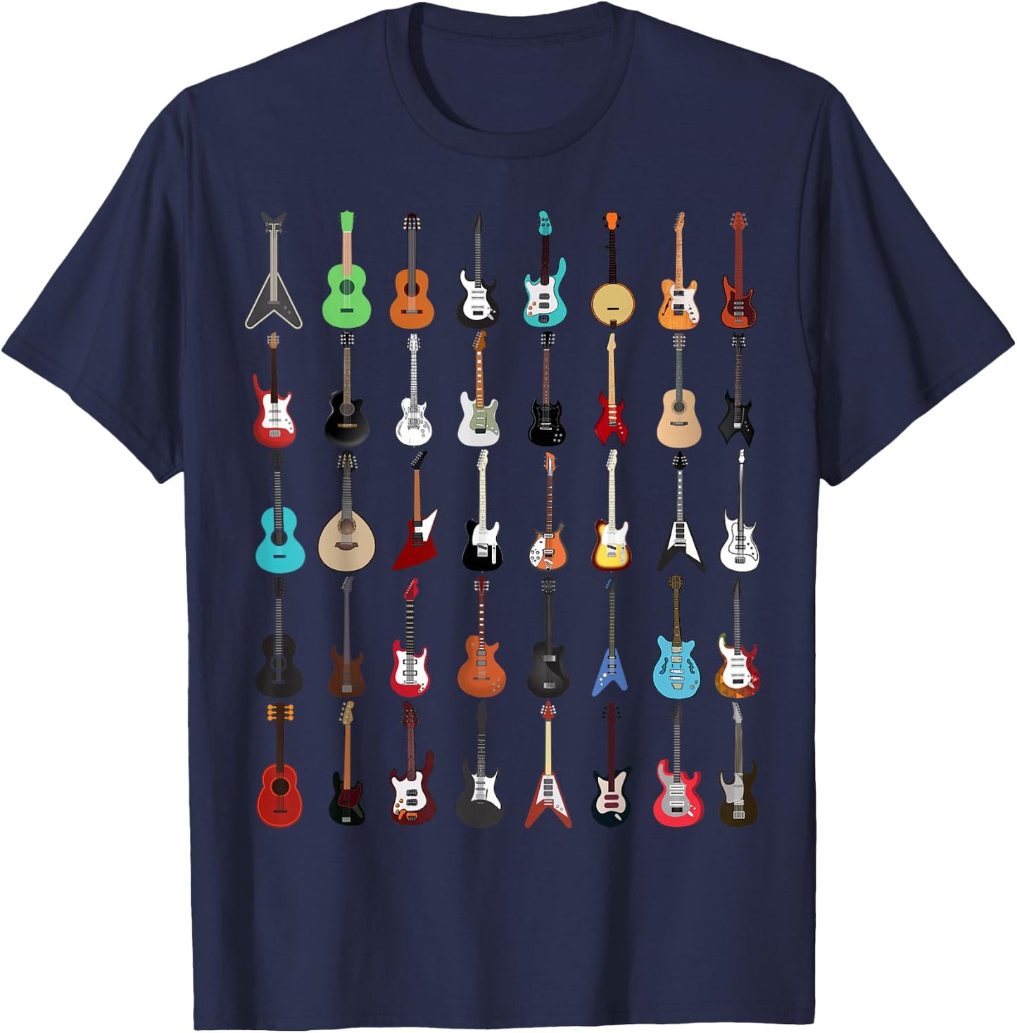 Guitar Musical Instrument T Shirt (Rock N Roll ) T-Shirt - T-Shirt | Navy