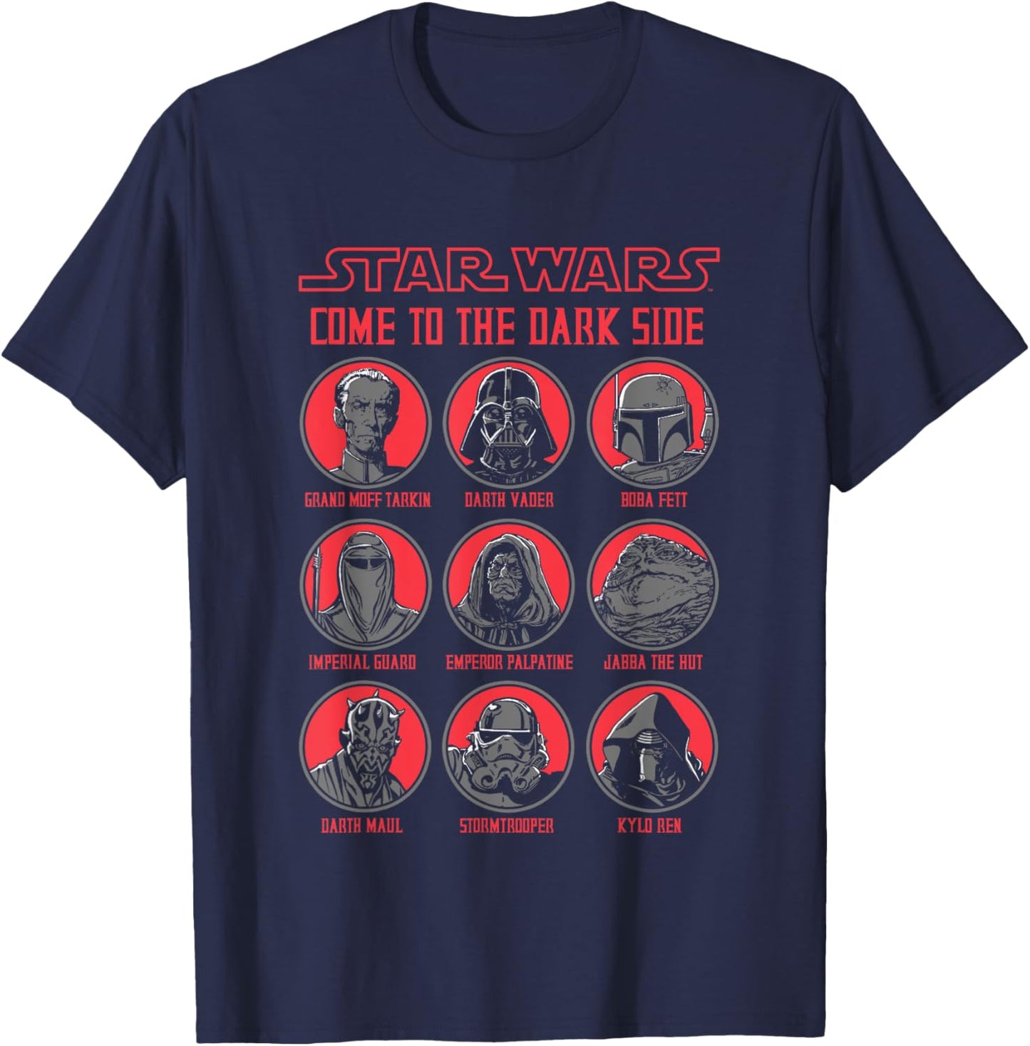 Star Wars Come To The Dark Side Characters Panels Big Logo T-Shirt - T-Shirt | Navy