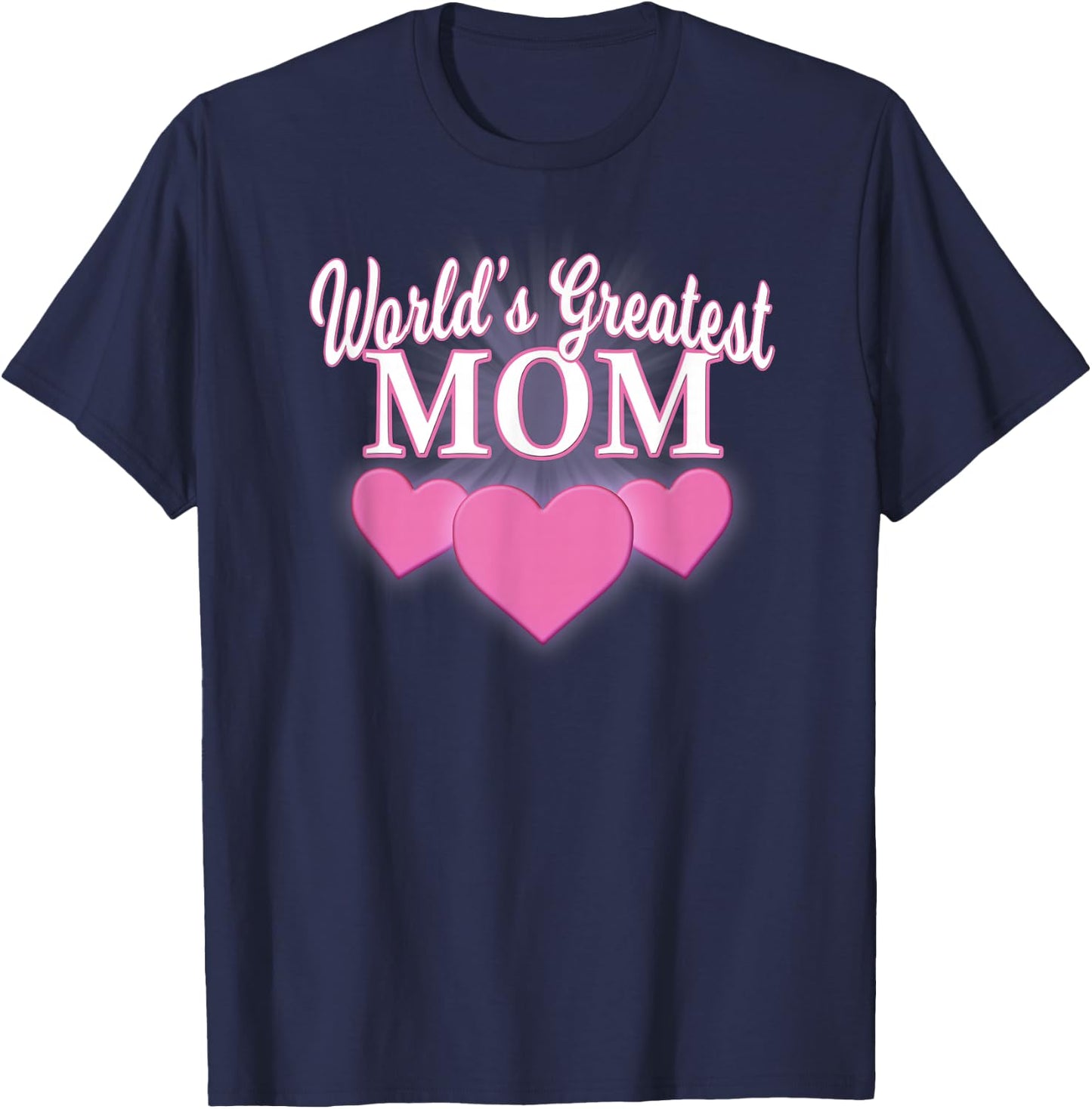 World's Greatest Mom Mother's Day Triple Heart T Shirt T-Shirt - T-Shirt | Navy