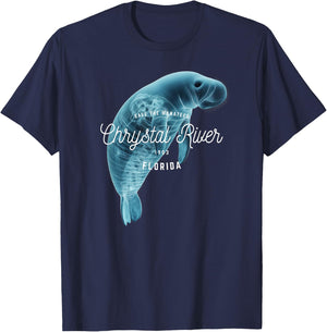 Crystal River Florida FL Vacation Save the Manatees Souvenir T-Shirt - T-Shirt | Navy