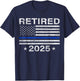 Retired 2025 Thin Blue Line US Flag Police Retirement Gifts T-Shirt - T-Shirt | Navy