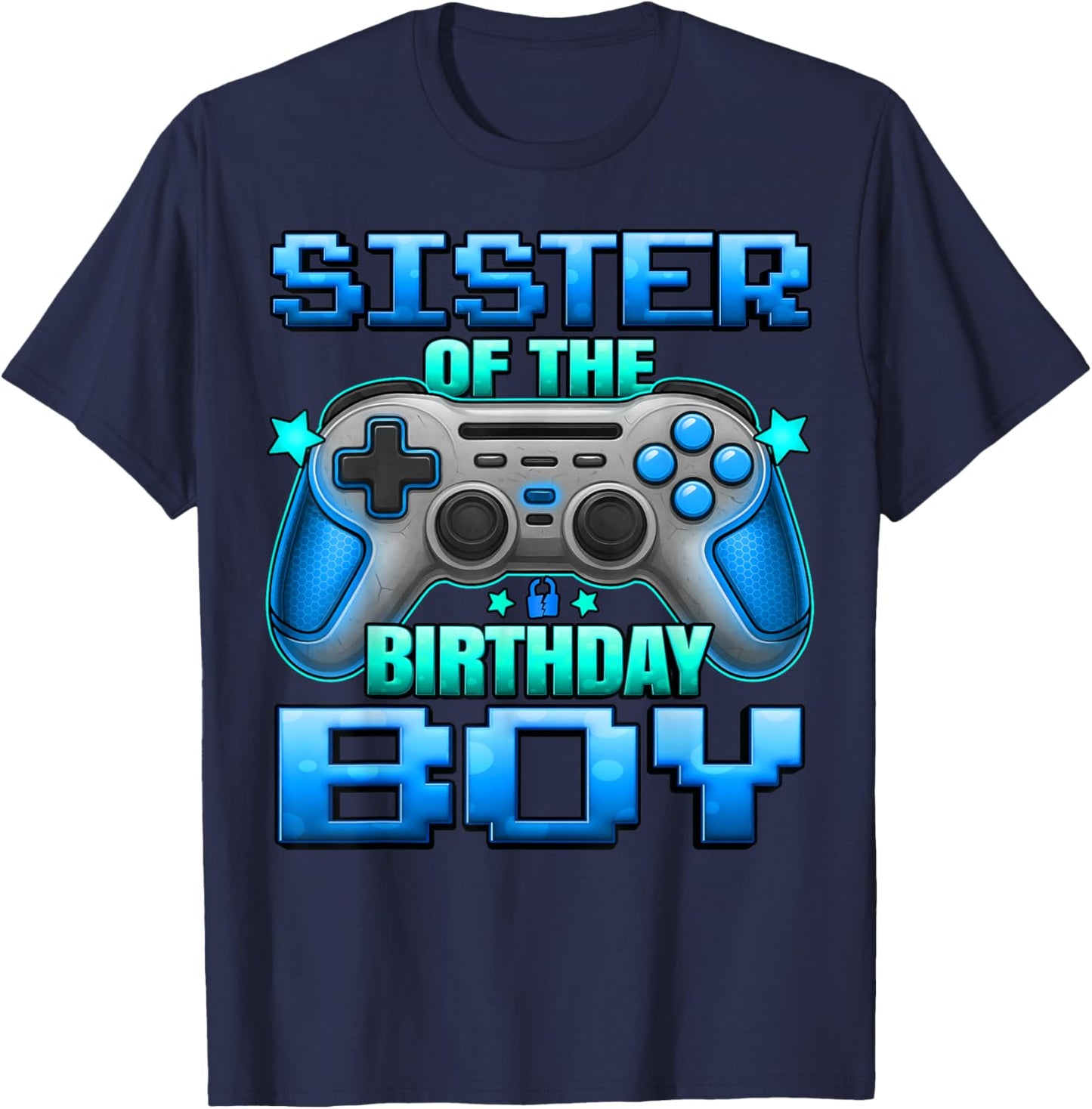 Sister of The Birthday Boy Matching Family Lil Sister T-Shirt - T-Shirt | Navy