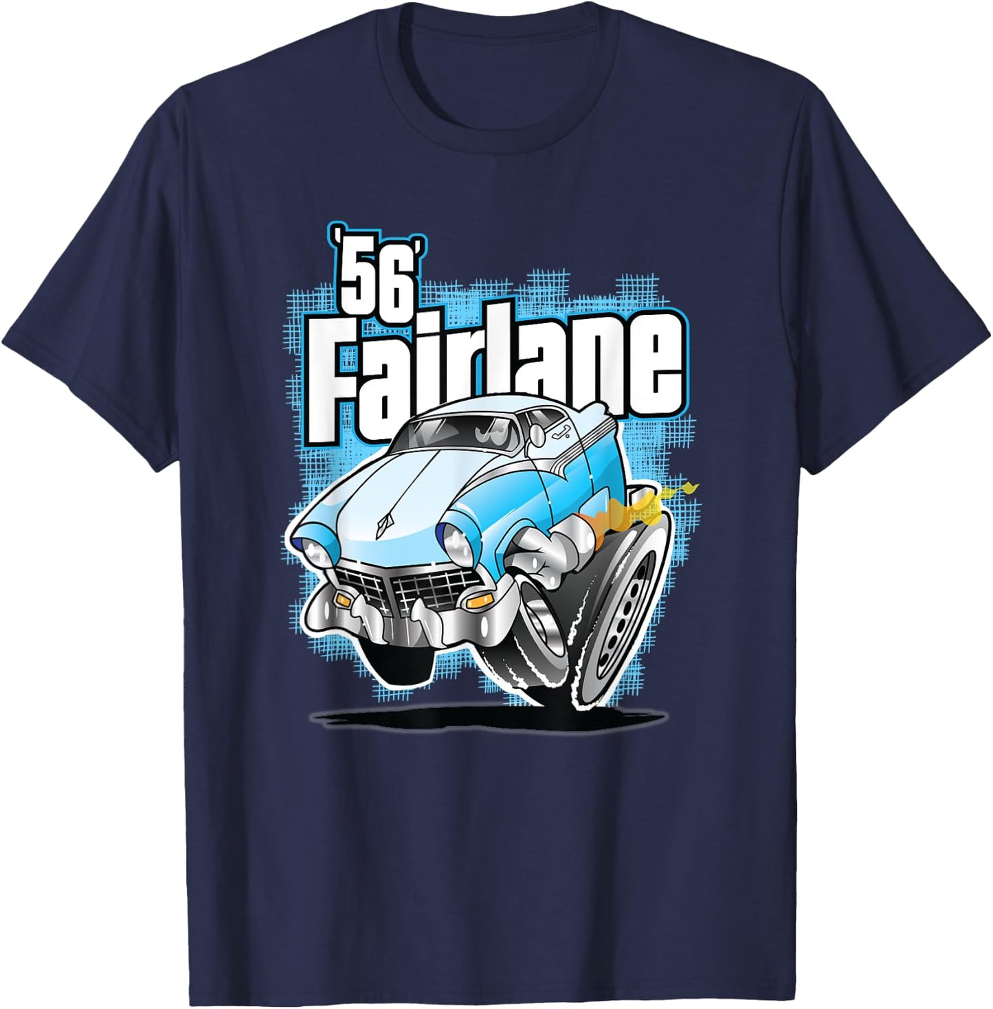Vintage Hot Rod Cars And Truck Vintage 1956 Fairlane Cartoon Hot Rod T-Shirt - T-Shirt | Navy