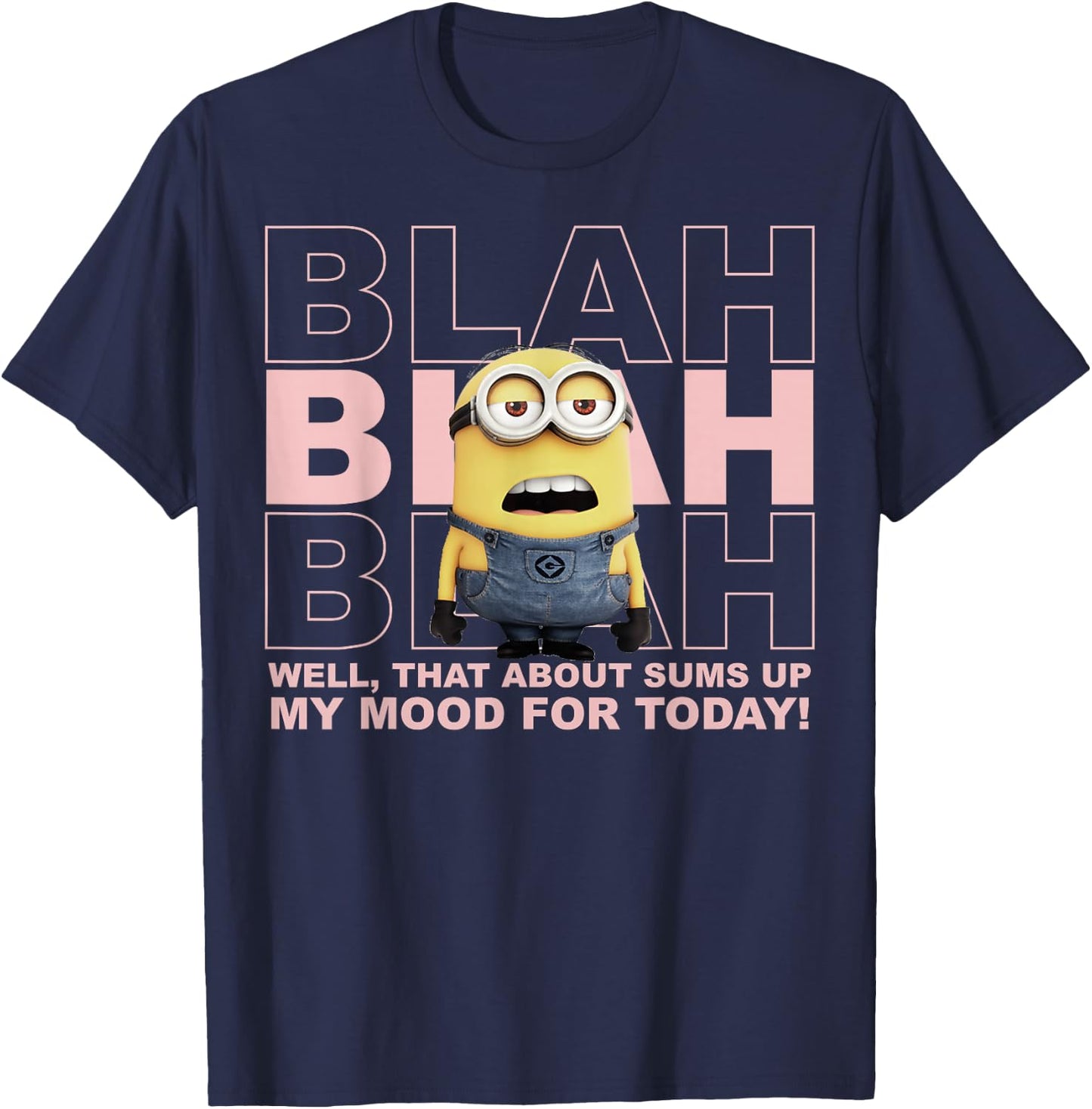 Despicable Me Minions Blah Sums Up My Mood Graphic T-Shirt - T-Shirt | Navy
