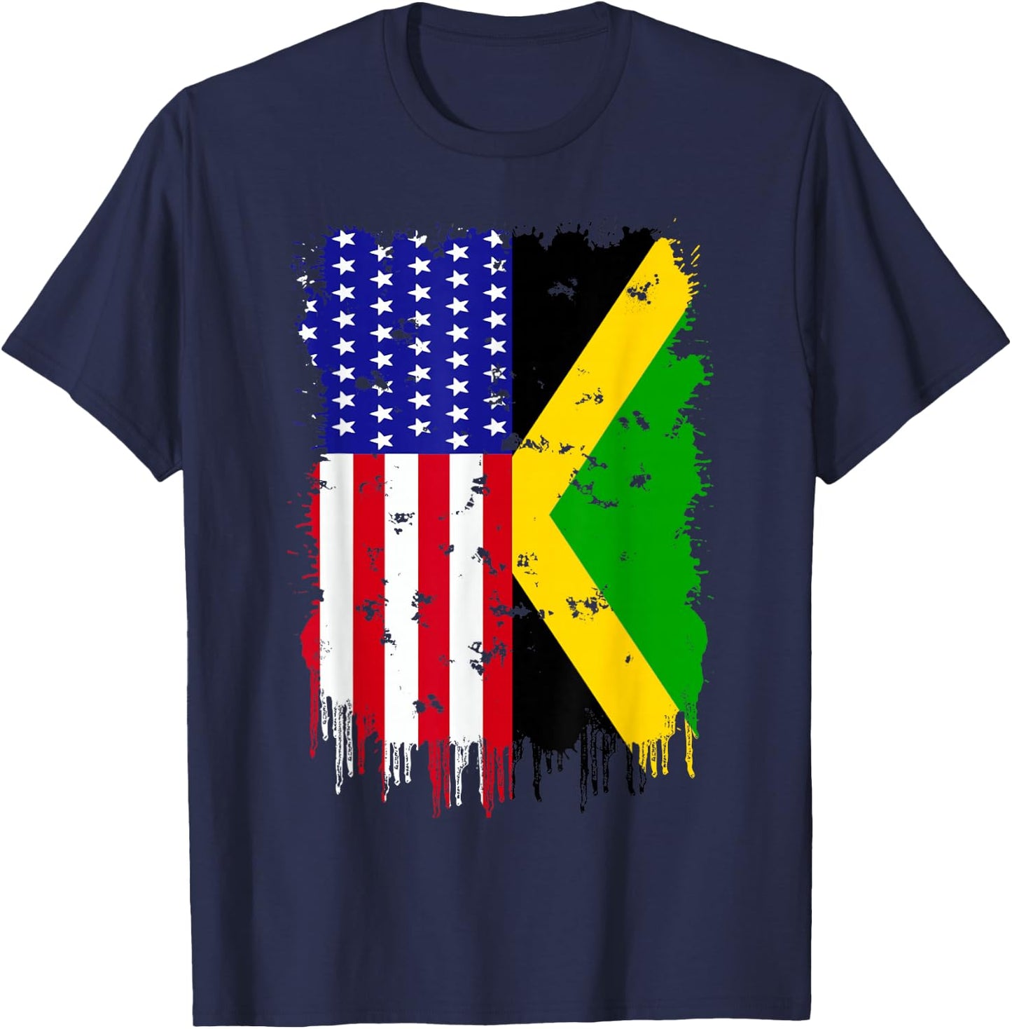 Jamaica America Flag Jamaican Roots American Grown USA T-Shirt - T-Shirt | Navy