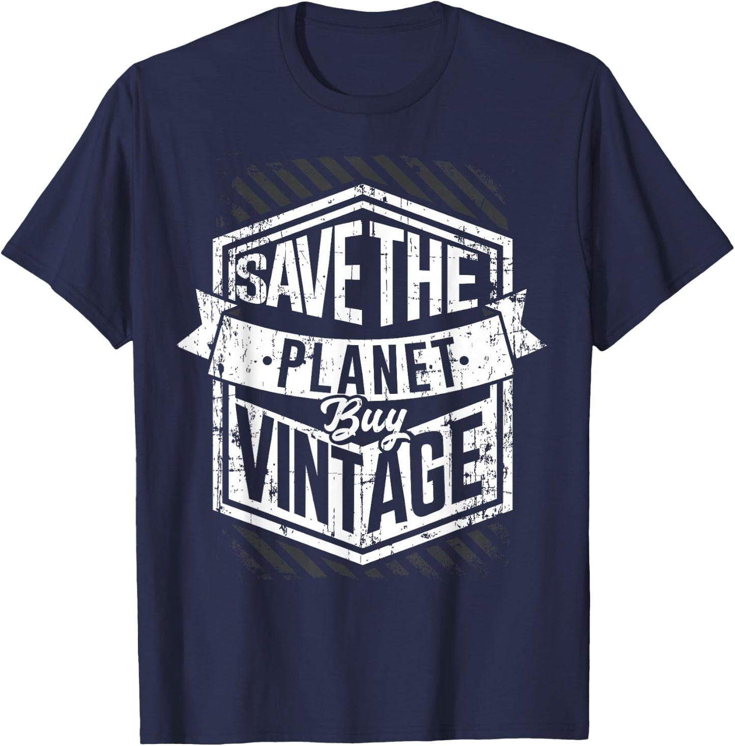 Save The Planet Buy Vintage Junking Junkin T-Shirt - T-Shirt | Navy