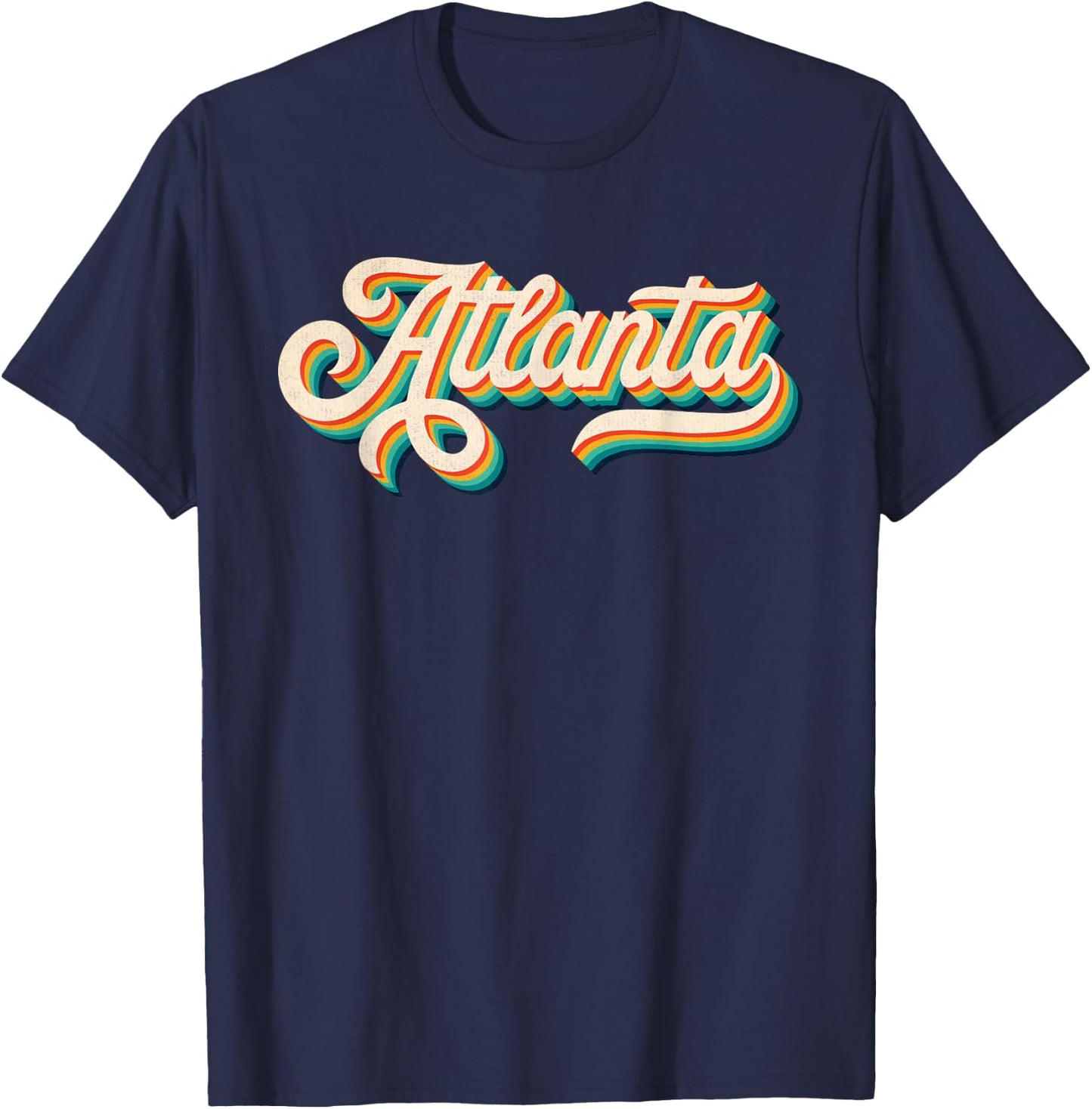 70s Vintage Retro Atlanta Georgia Throwback USA Souvenir T-Shirt - T-Shirt | Navy