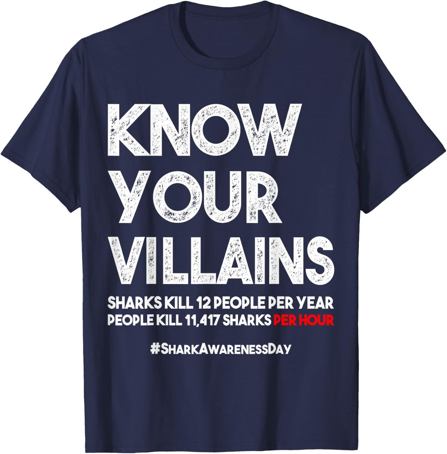 Save Sharks Shirt Shark Awareness Day Gift Environmentalist T-Shirt - T-Shirt | Navy