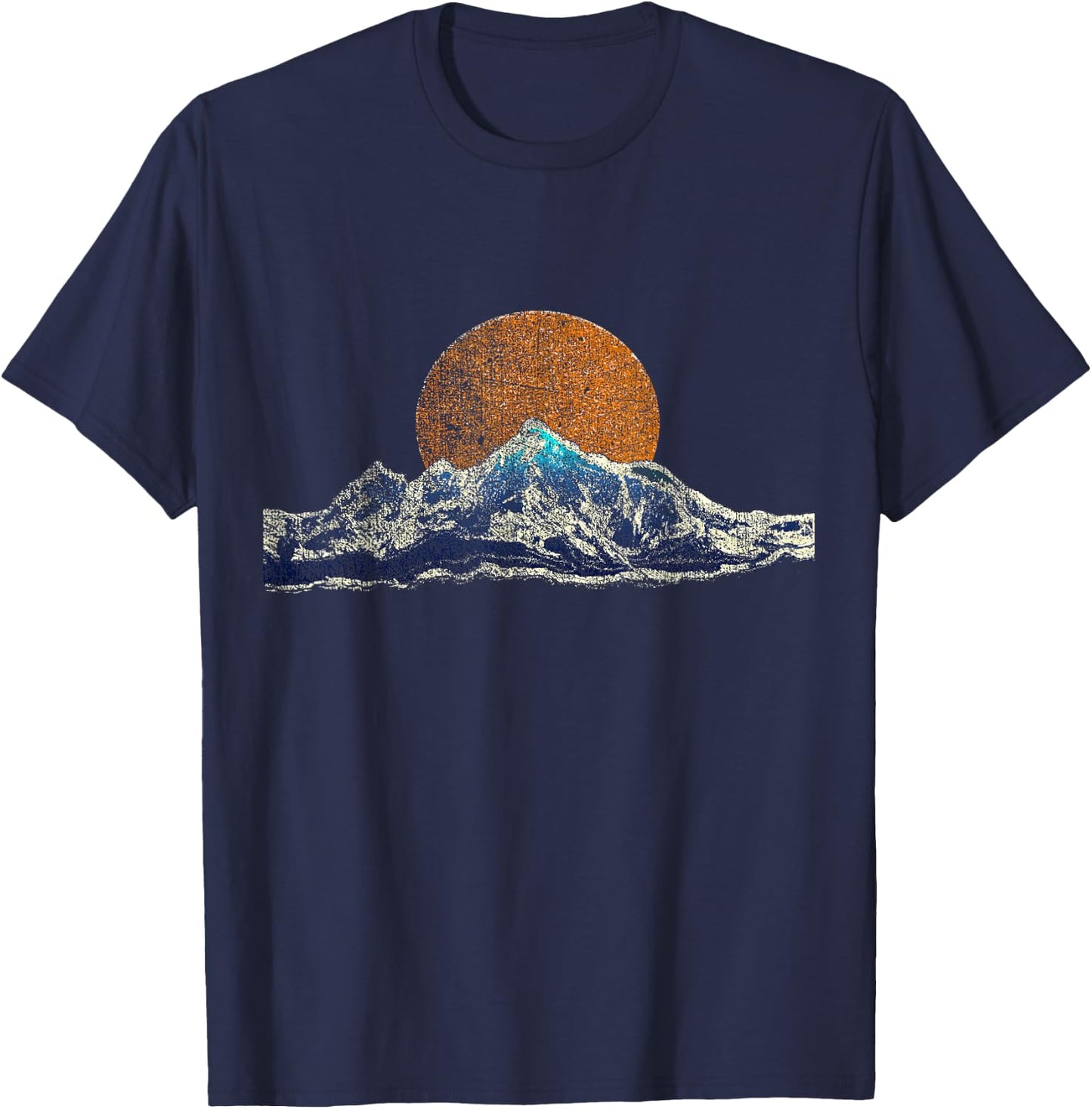 Mountain Hiking and Camping Sunset Scene Shirt T-Shirt - T-Shirt | Navy