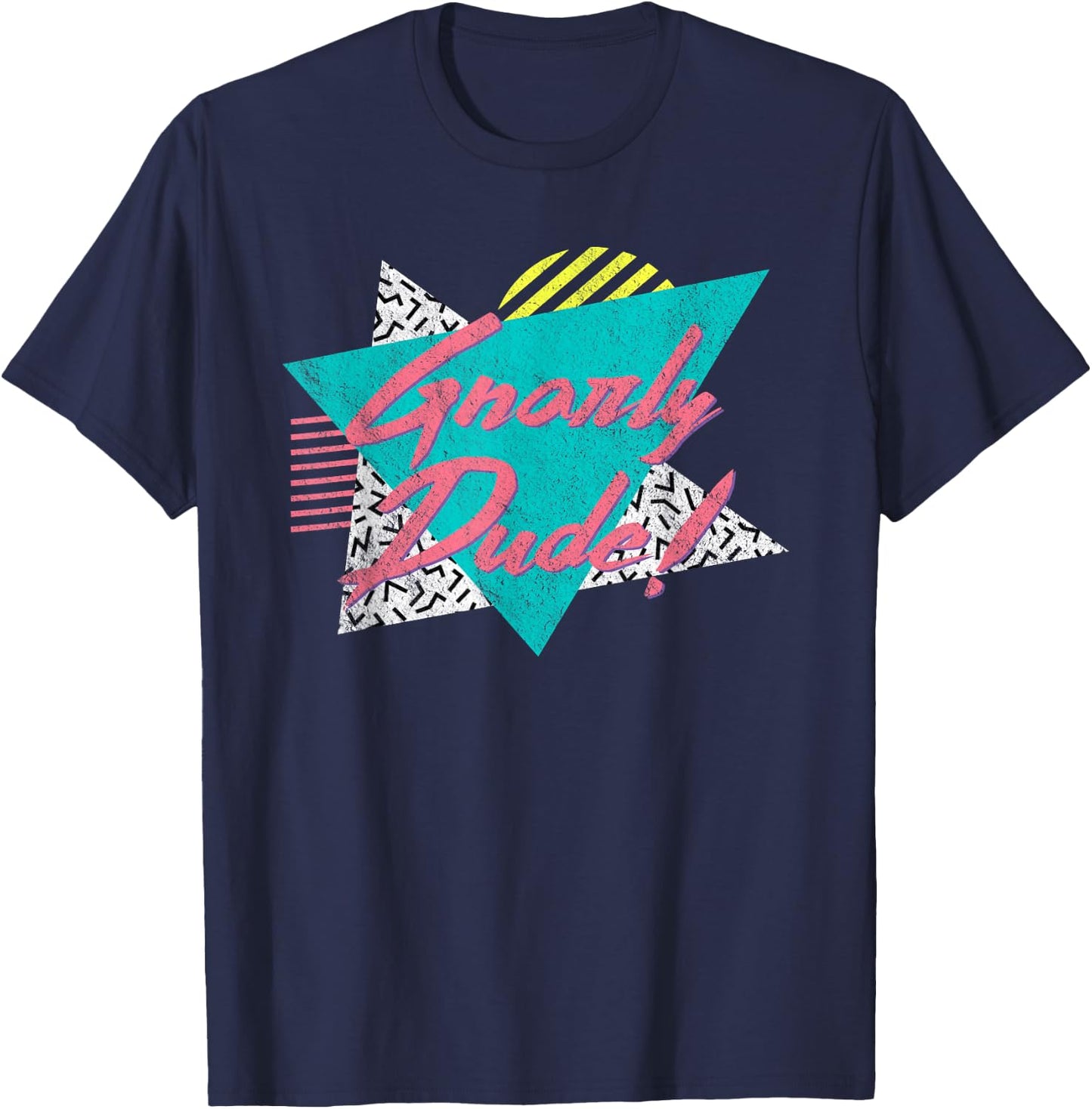 Gnarly Dude | Retro Vintage 80's 90's Surfer Surf Gift T-Shirt - T-Shirt | Navy