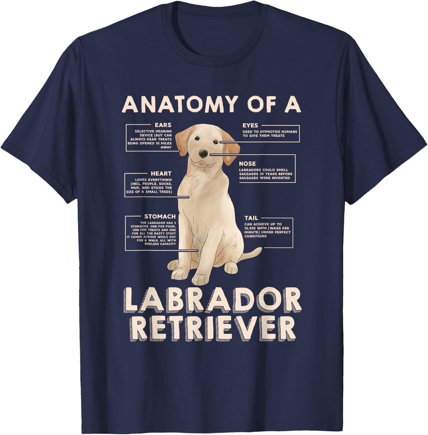 Funny Anatomy of a Labrador Retriever Graphic with Saying T-Shirt - T-Shirt | Navy