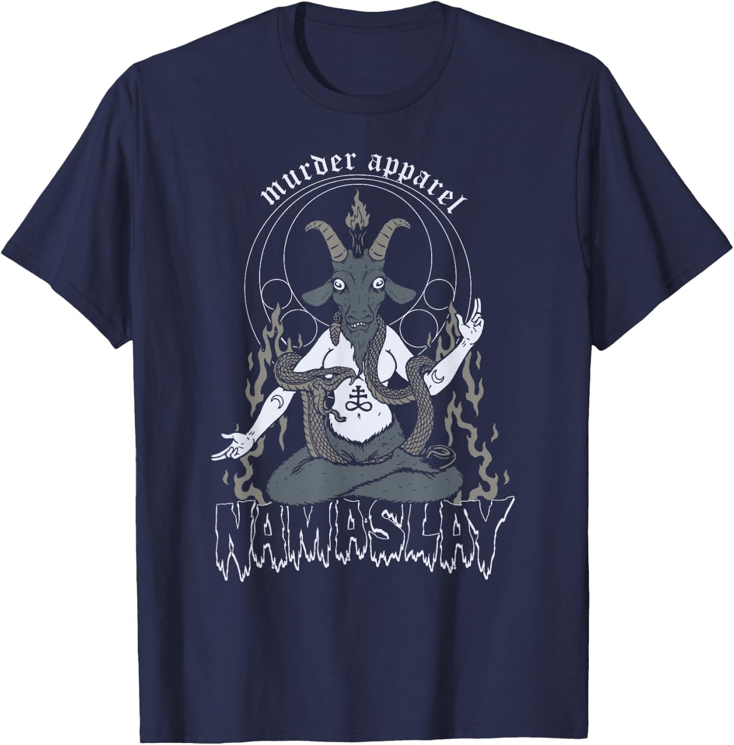Namaslay Yoga Baphomet Metal T-Shirt - T-Shirt | Navy