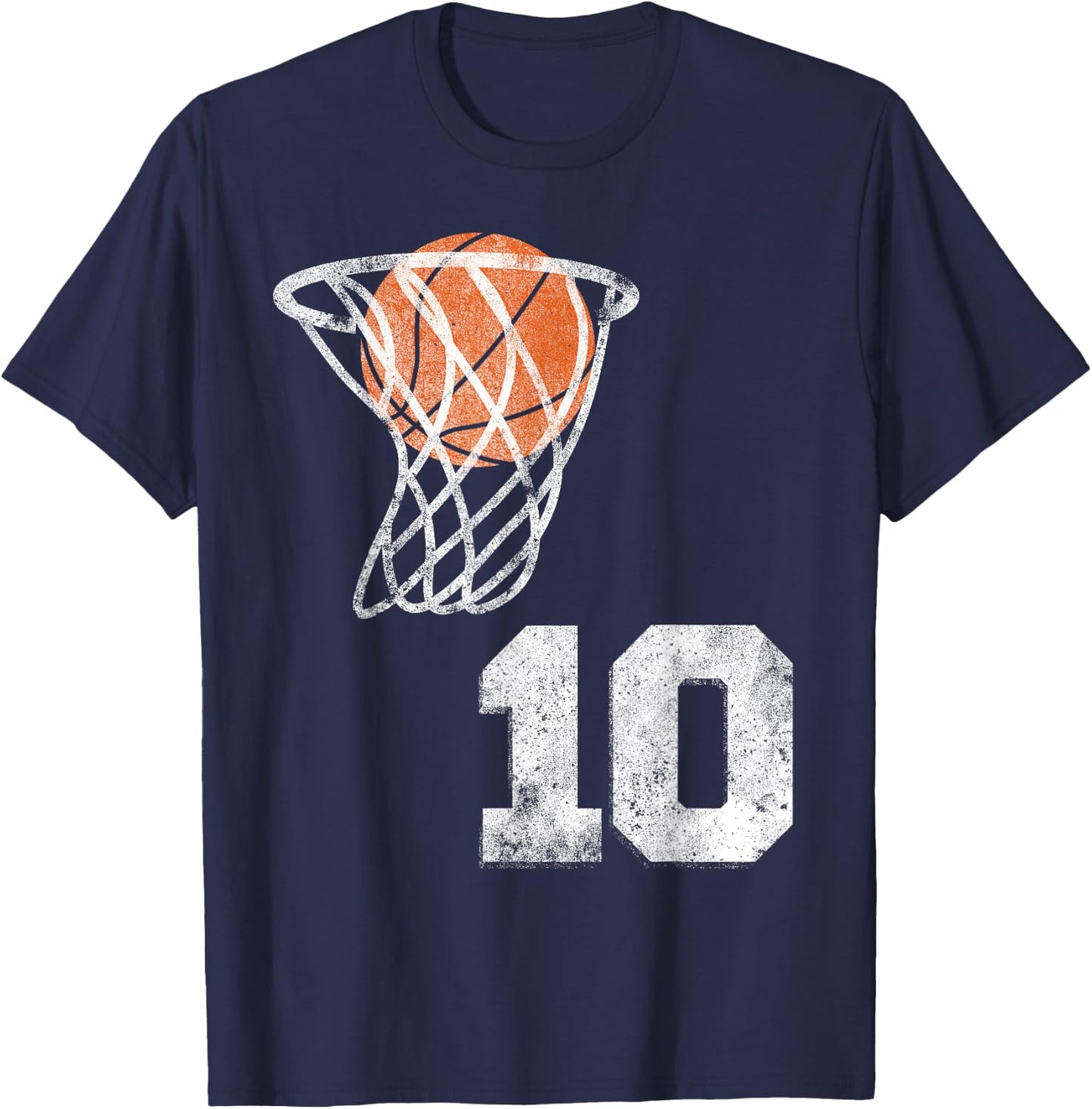 Vintage Basketball Jersey Number 10 Player Number T-Shirt - T-Shirt | Navy