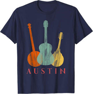 Austin Texas - Distressed Music Small T-Shirt - T-Shirt | Navy