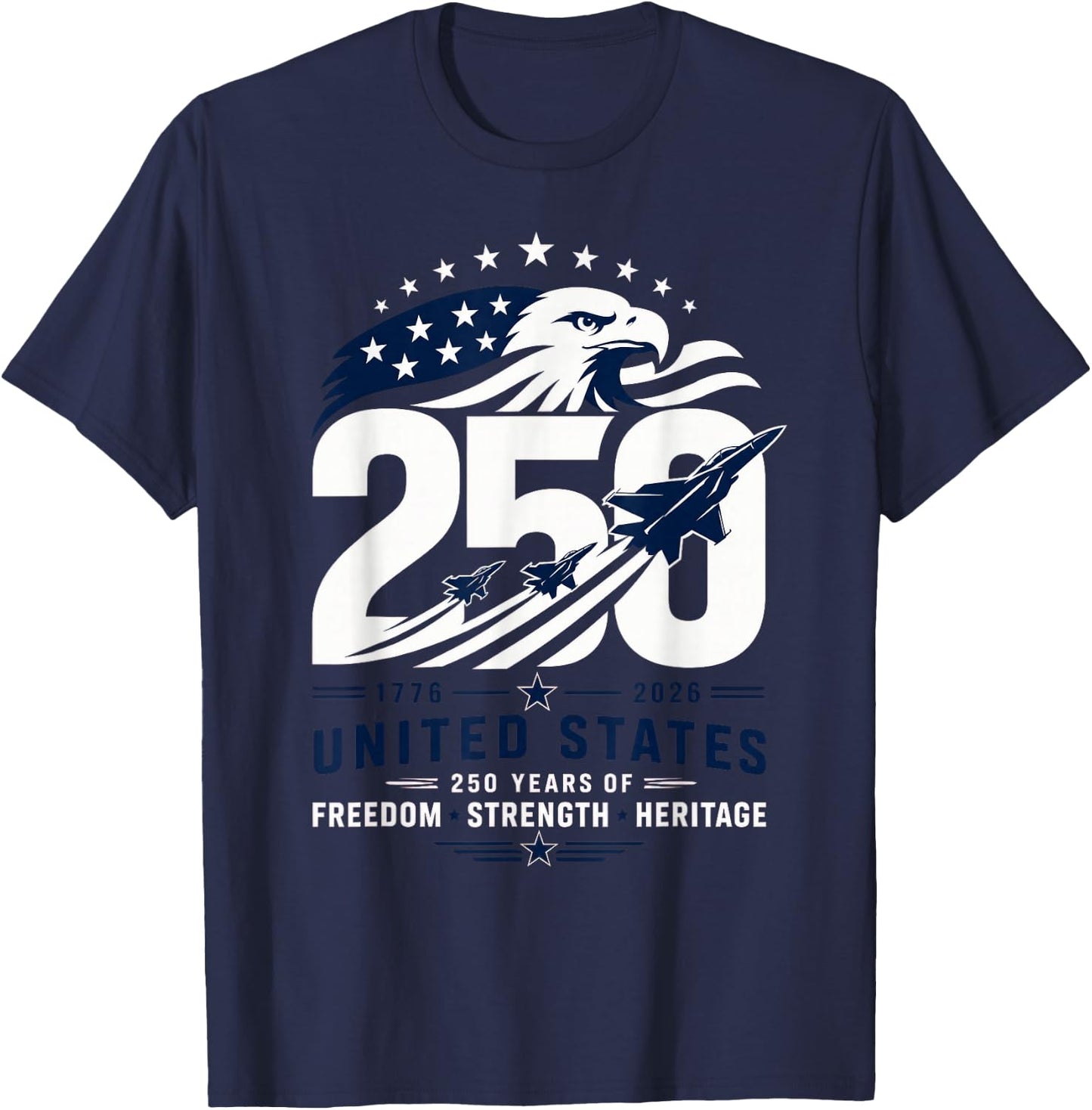 Patriotic Eagle 250th Anniversary USA 250 Years 4th of July T-Shirt - T-Shirt | Navy