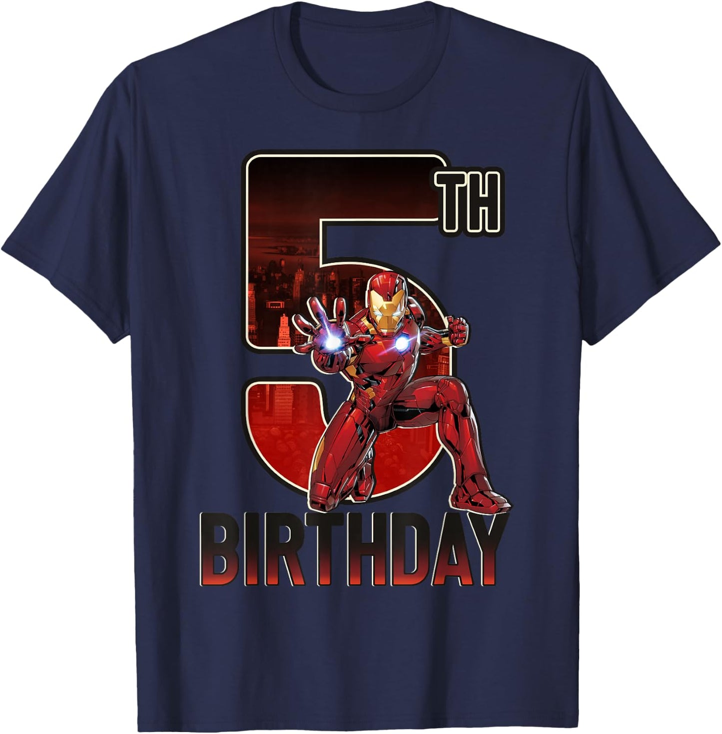 Marvel Iron Man 5th Birthday Action Pose Graphic T-Shirt - T-Shirt | Navy