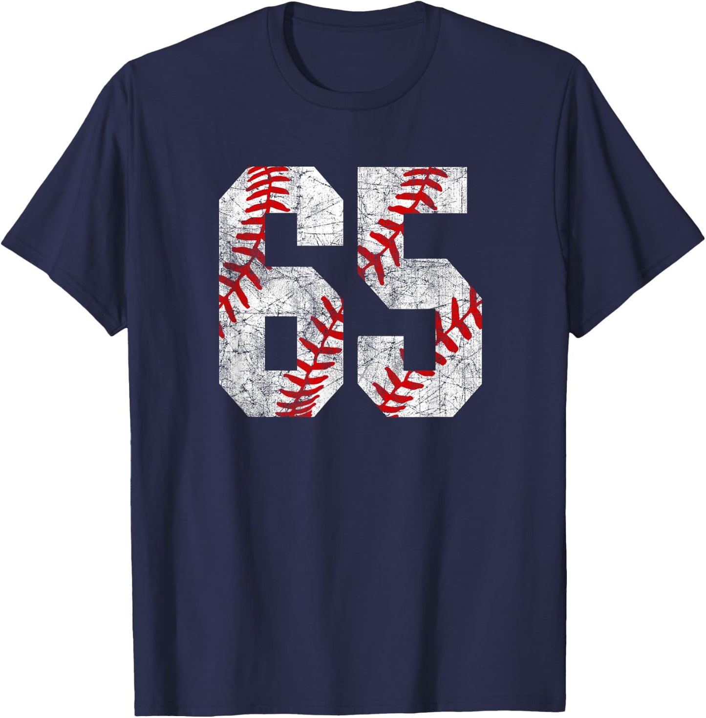 Baseball Mom #65 Jersey Baseball Player Number 65 Gift T-Shirt - T-Shirt | Navy