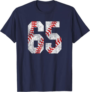 Baseball Mom #65 Jersey Baseball Player Number 65 Gift T-Shirt - T-Shirt | Navy