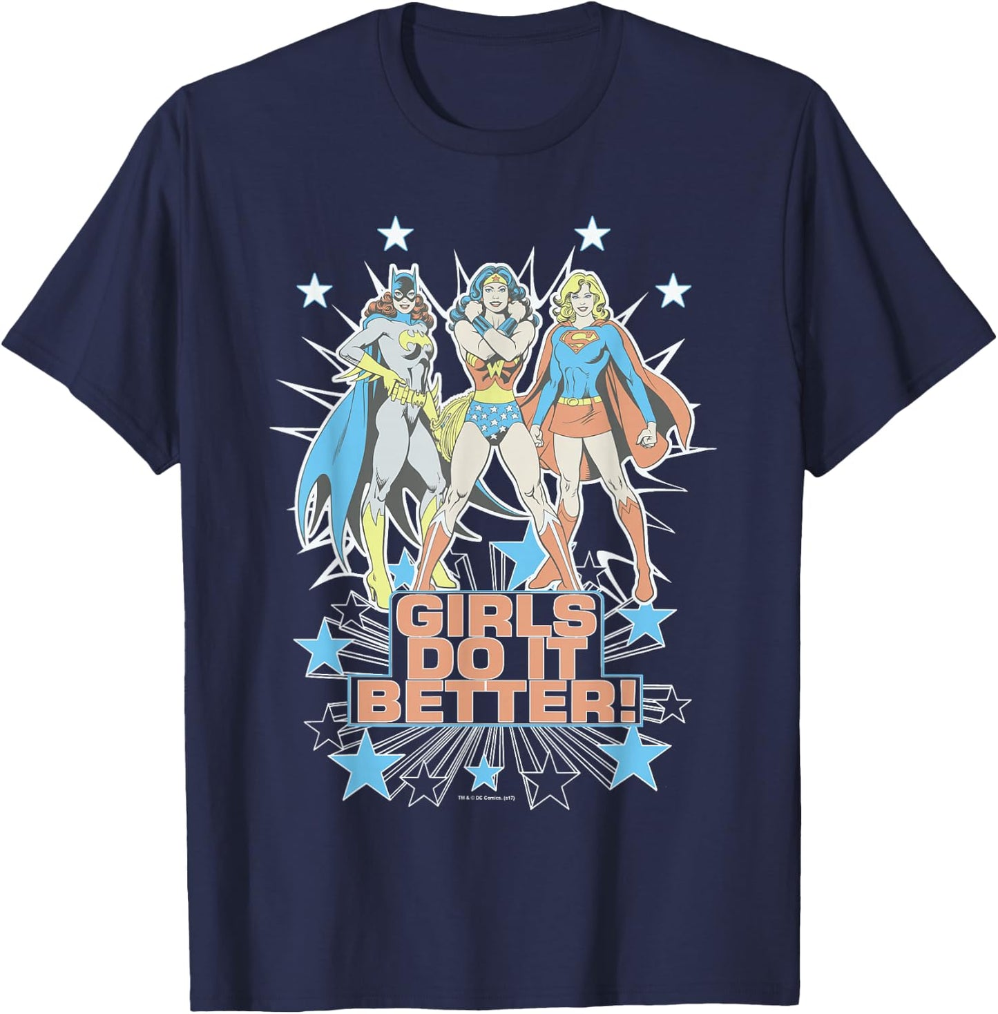 Wonder Woman Supergirl Batgirl Girls Do It Better Small T-Shirt - T-Shirt | Navy