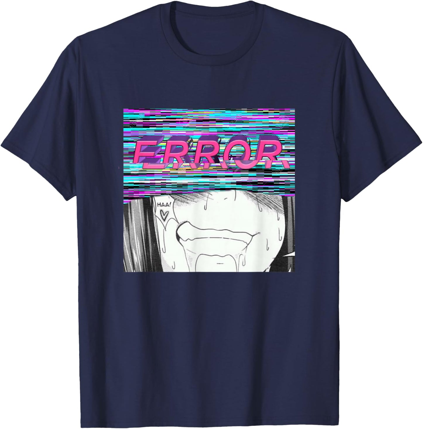 Error Vaporwave Ahegao Kink Doujinshi Hentai Ecchi Edit T-Shirt - T-Shirt | Navy