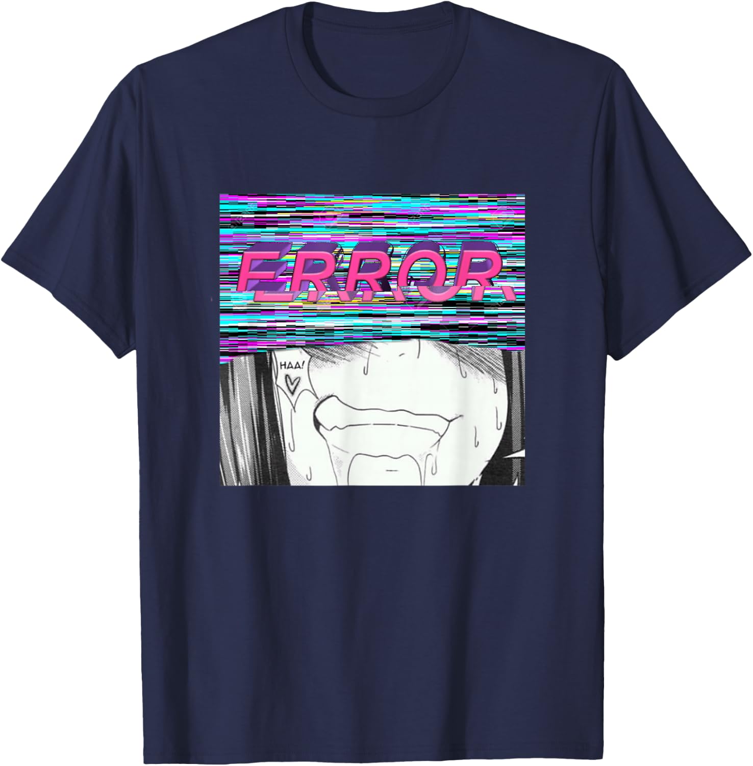 Error Vaporwave Ahegao Kink Doujinshi Hentai Ecchi Edit T-Shirt - T-Shirt | Navy