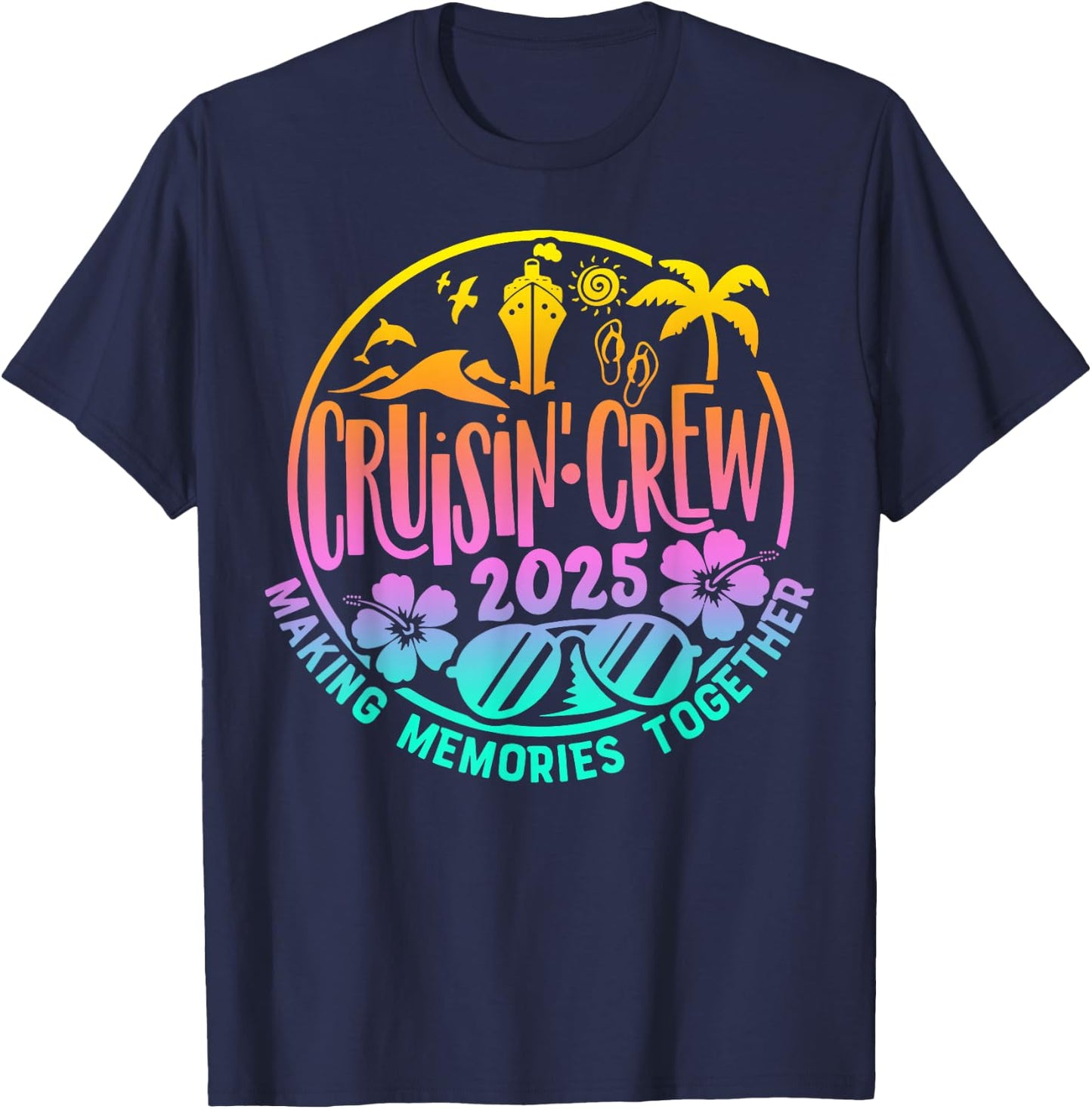 Cruisin' Crew 2025 Family Friends Vacation Matching Group T-Shirt - T-Shirt | Navy