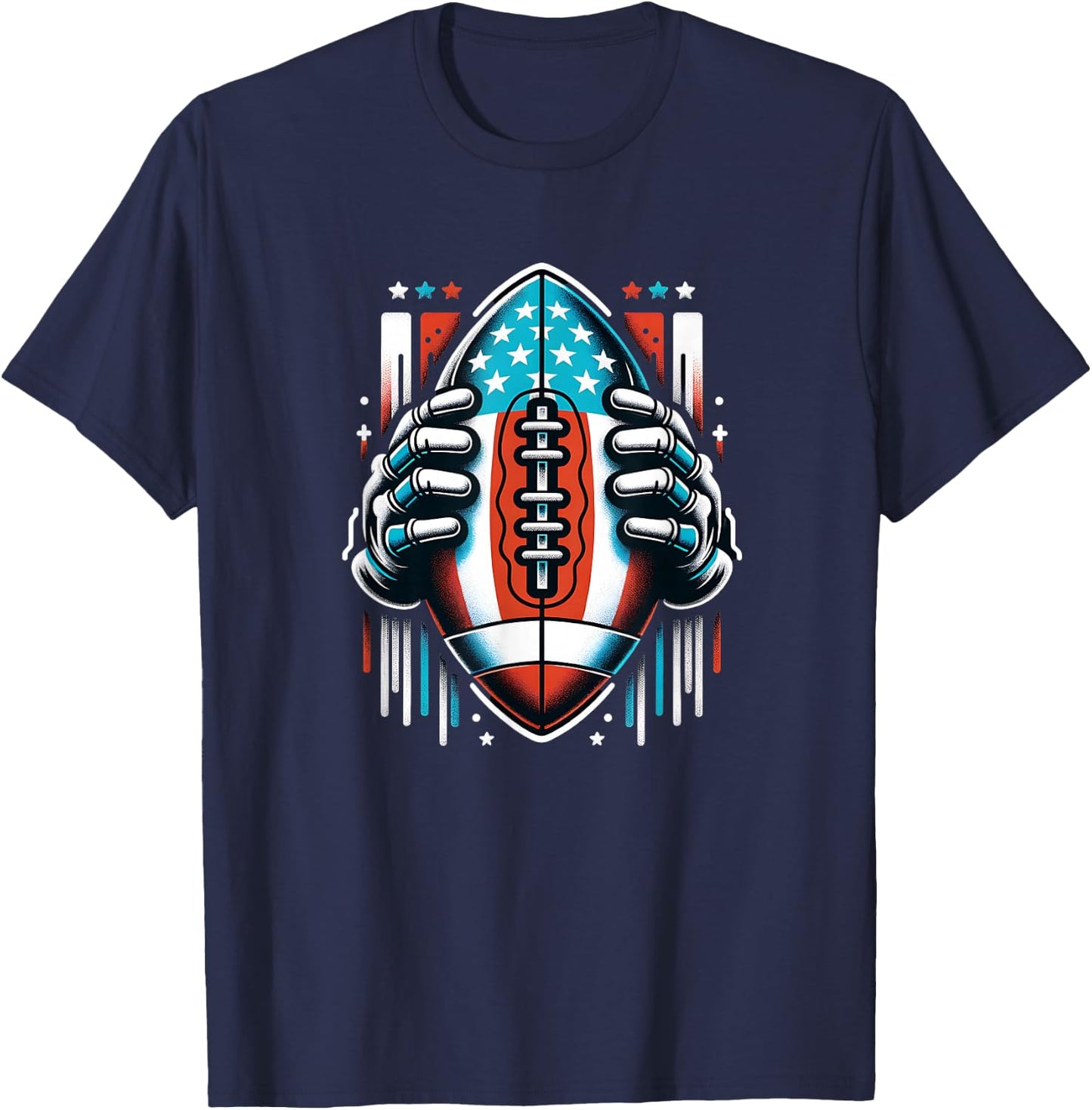 American Football USA Flag Football Graphic T-Shirt - T-Shirt | Navy