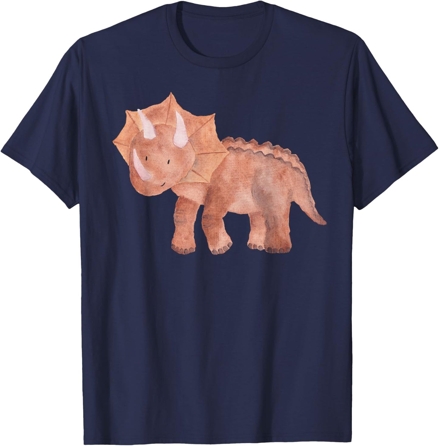 Cute Watercolor Triceratops | Unique Dinosaur & Gift T-Shirt - T-Shirt | Navy