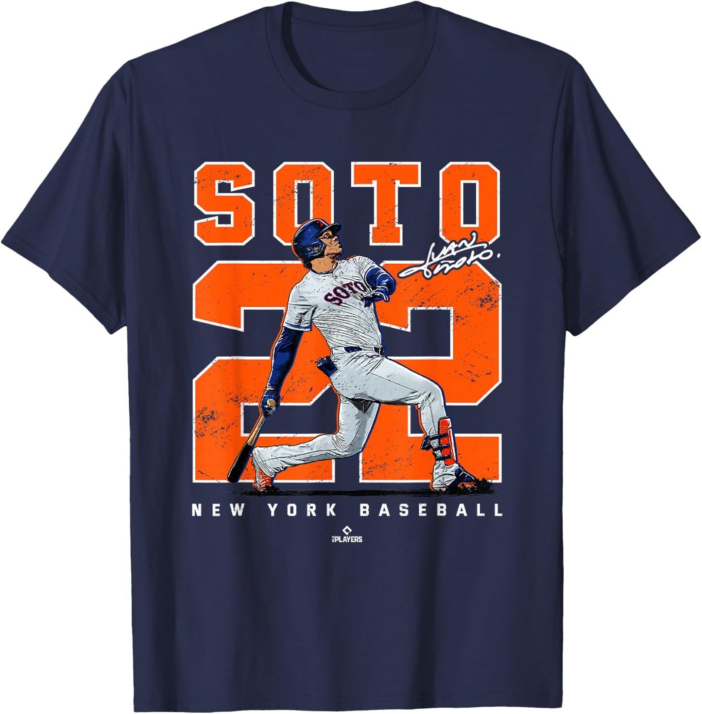Number & Portrait Juan Soto New York Baseball MLBPA T-Shirt - T-Shirt | Navy