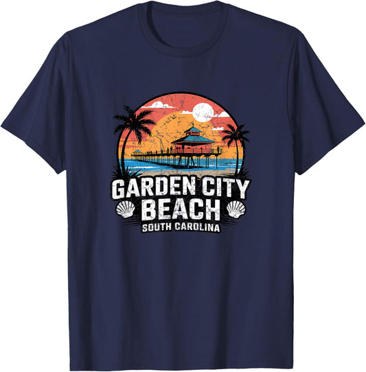 Vintage Garden City South Carolina T-Shirt - T-Shirt | Navy
