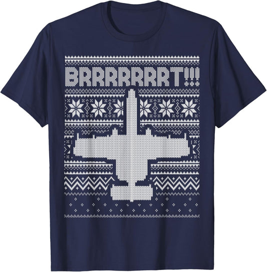 A-10 Warthog Ugly Xmas fighter jet usaf pilot or crew T-Shirt - T-Shirt | Navy