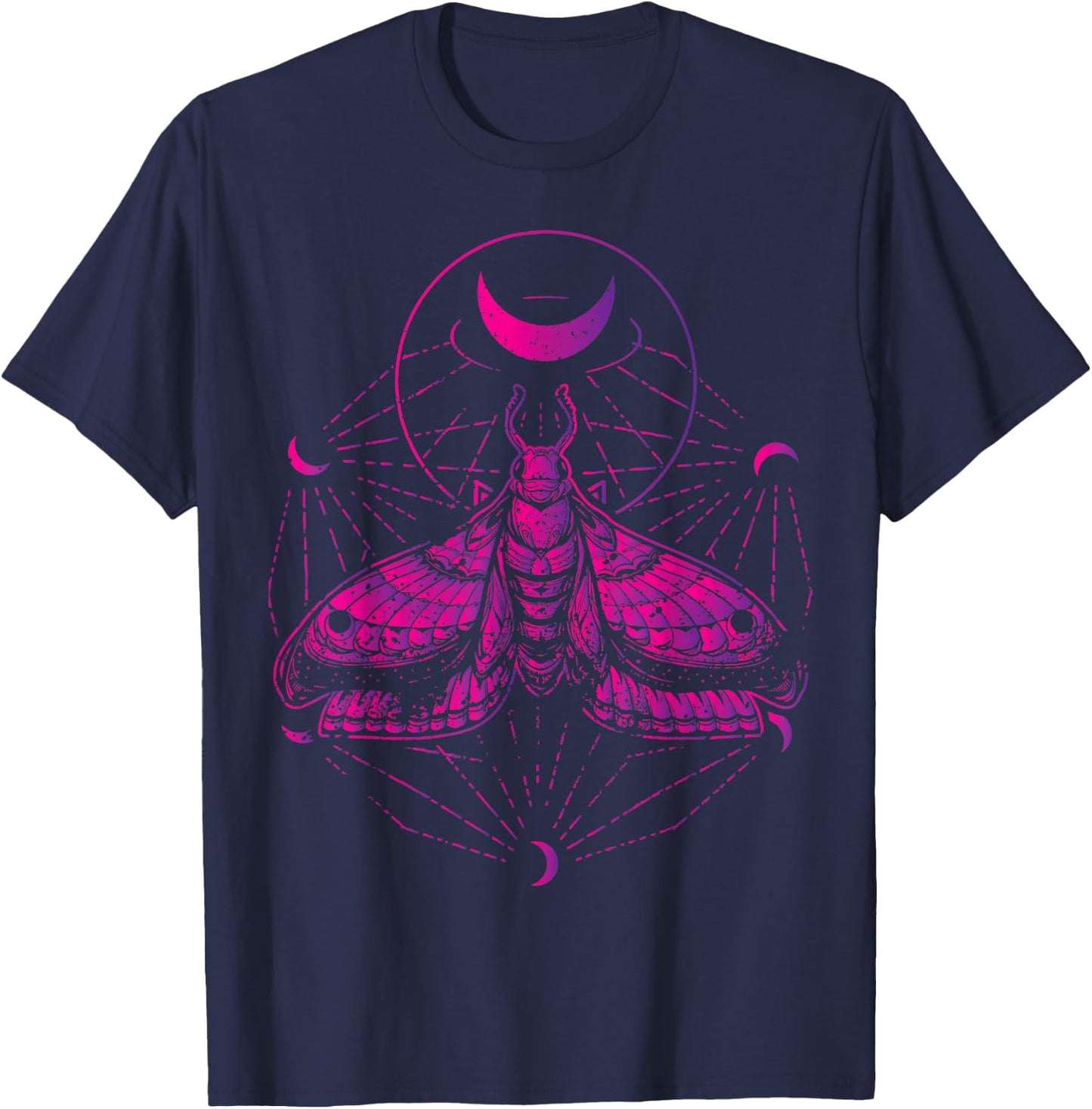 Goth Moth And Crescent Moon Creepy Gift Goths T-Shirt - T-Shirt | Navy