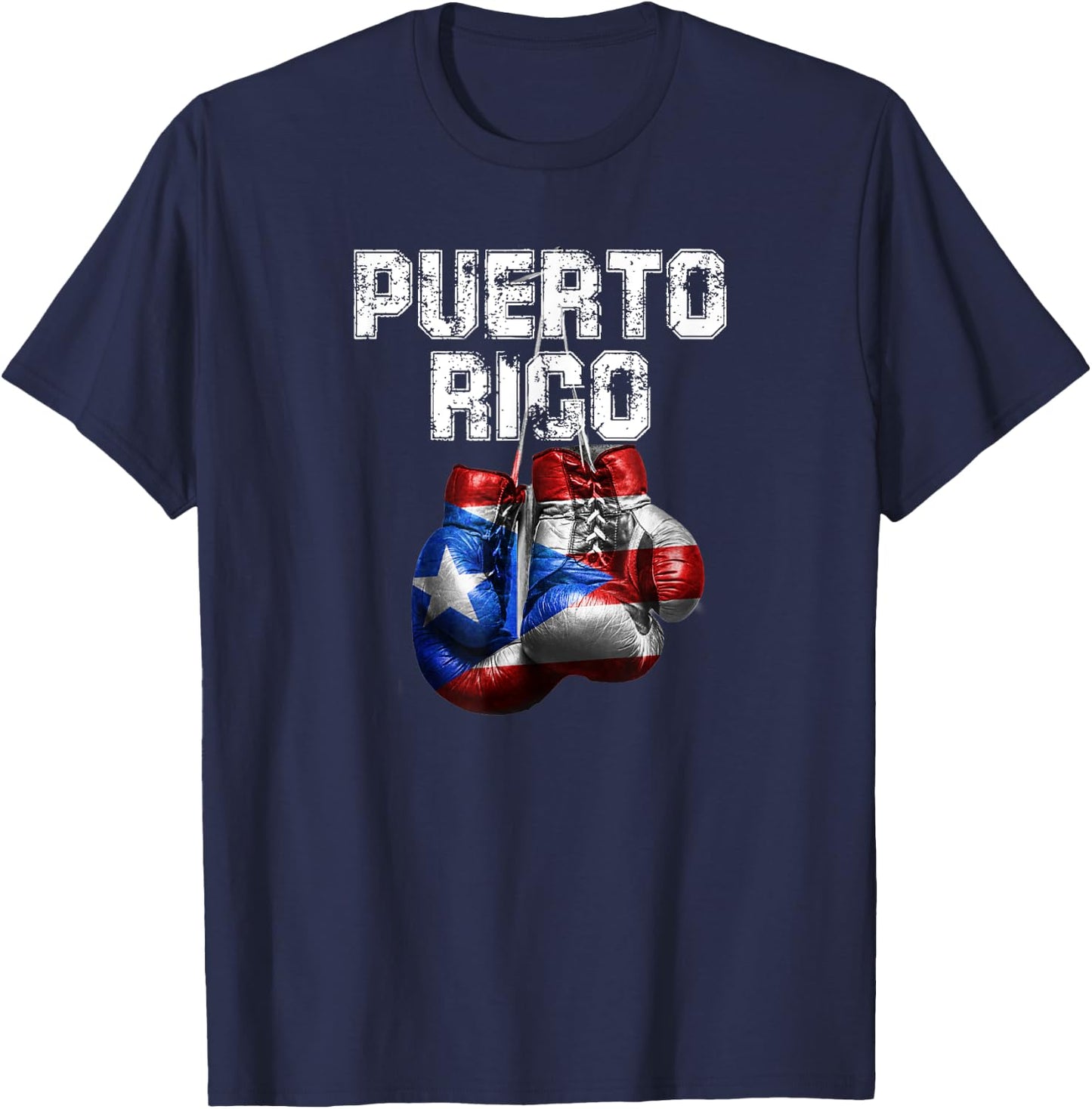 Puerto Rico Pride - Vintage Boxing Gloves T-Shirt - T-Shirt | Navy