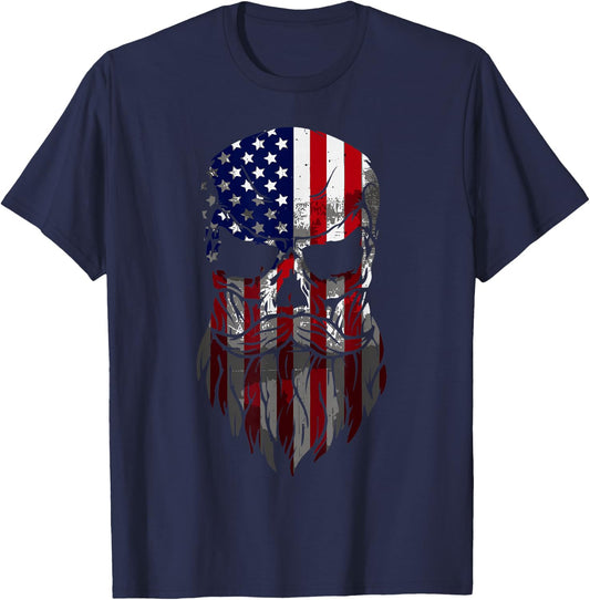 American Beard Skull Men's T-Shirt - T-Shirt | Navy
