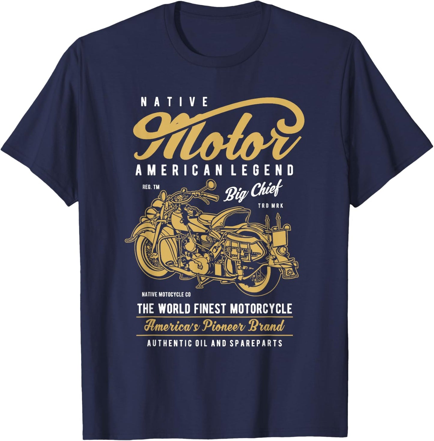 Retro Vintage American Motorcycle Indian for Old Biker Gifts T-Shirt - T-Shirt | Navy