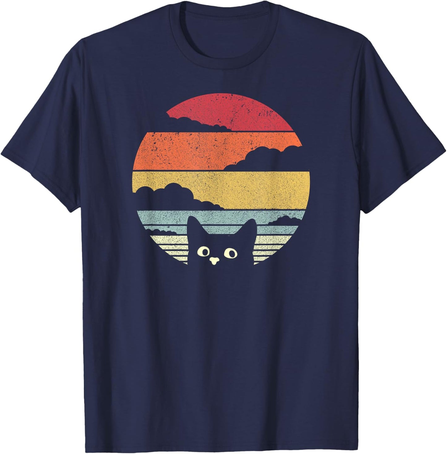 Cat Shirt. Retro Style T-Shirt - T-Shirt | Navy