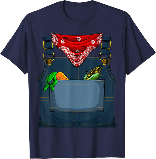Cute Farmer Costume Halloween | Funny Simple Farming Gift T-Shirt - T-Shirt | Navy
