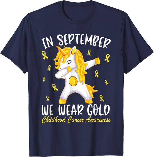 Childhood cancer Shirt In September We Wear Gold T-Shirt - T-Shirt | Navy