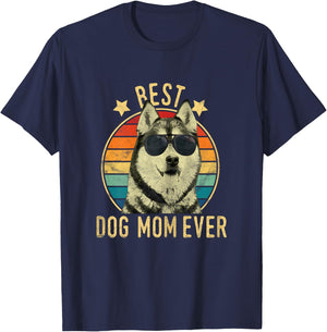 Best Dog Mom Ever Siberian Husky Mother's Day Gift T-Shirt - T-Shirt | Navy
