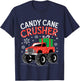 Kids Candy Cane Crusher Christmas Monster Truck Xmas Toddler Boys T-Shirt - T-Shirt | Navy