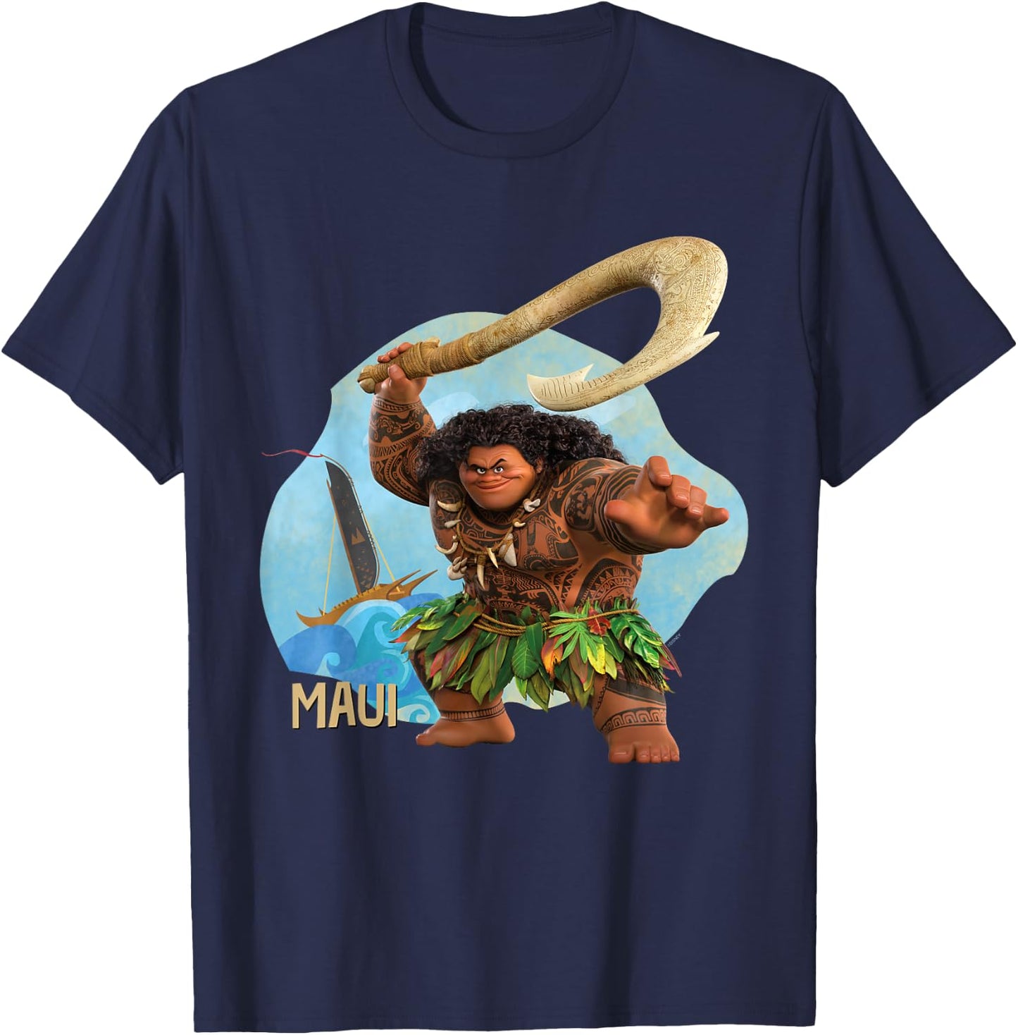 Disney Moana 2 Action Pose “Maui” with Fish Hook T-Shirt - T-Shirt | Navy
