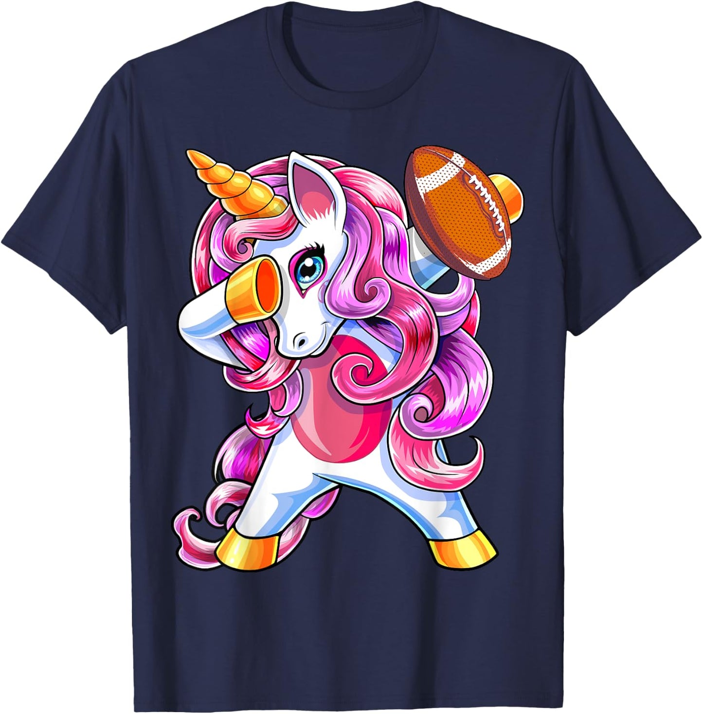 Dabbing Unicorn Football Shirt Unicorn Football Gift Girls T-Shirt - T-Shirt | Navy