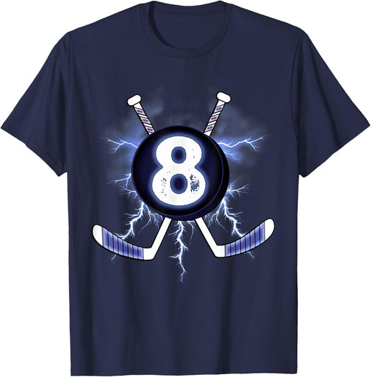 8th Birthday - Ice Hockey 8 years old gift T-Shirt - T-Shirt | Navy